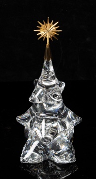 Steuben Crystal "Christmas Tree" with 18K Gold Star