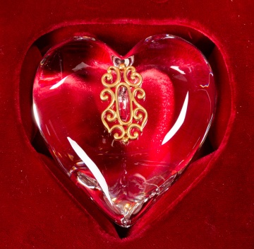 Steuben Crystal & 18K Gold "Key to My Heart"
