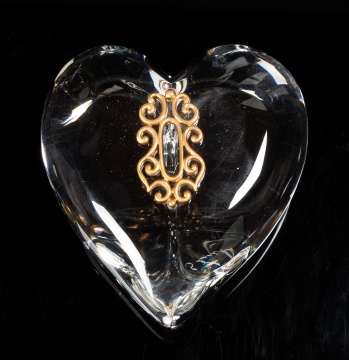 Steuben Crystal & 18K Gold "Key to My Heart"