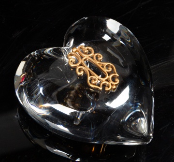 Steuben Crystal & 18K Gold "Key to My Heart"