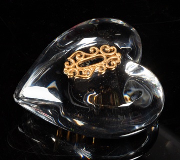Steuben Crystal & 18K Gold "Key to My Heart"