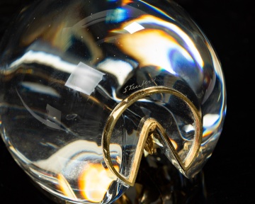 Steuben Crystal and 18K Gold Egg with Lilies