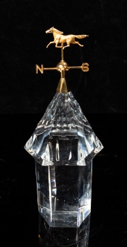 Steuben Crystal Cupola with 18K Gold Horse Weathervane