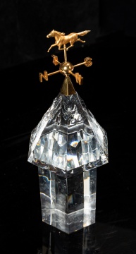 Steuben Crystal Cupola with 18K Gold Horse Weathervane