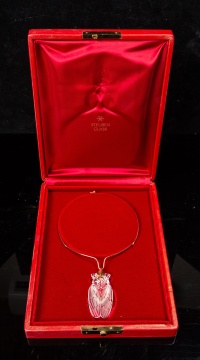 Steuben Crystal and 18K Gold Cicada Necklace