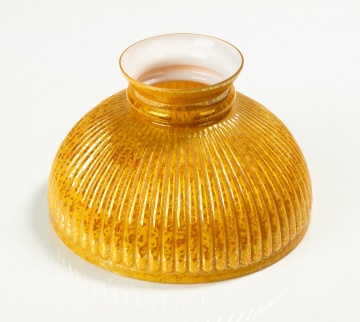 Ribbed Amber Spatter Glass Student Lamp Shade