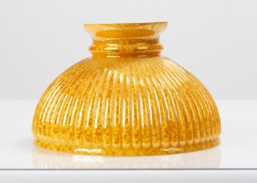 Ribbed Amber Spatter Glass Student Lamp Shade