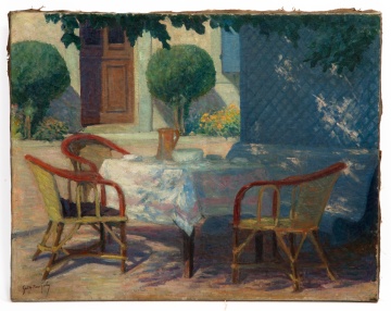 Gaston Pierre Galey (French, 1880-1959) Table and Chairs on a Terrace