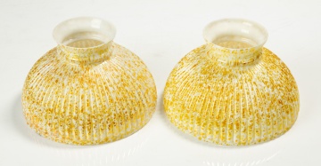 Pair of Ribbed Spatter Glass Student Lamp Shades