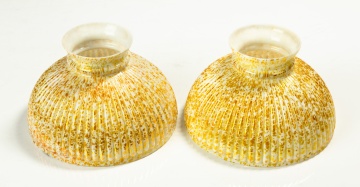 Pair of Ribbed Spatter Glass Student Lamp Shades