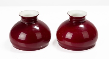 Pair of Ruby Cased Glass Student Lamp Shades
