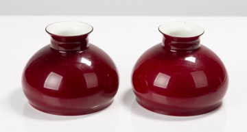 Pair of Ruby Cased Glass Student Lamp Shades