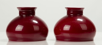 Pair of Ruby Cased Glass Student Lamp Shades