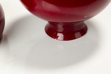 Pair of Ruby Cased Glass Student Lamp Shades