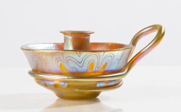 Loetz Phanomen Iridescent Glass Chamberstick