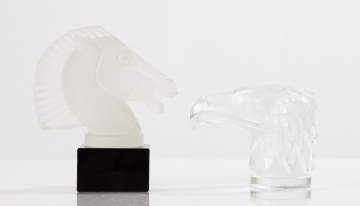 Lalique 'Longchamp' Horse and Rene Lalique 'Tete d'Aigle' Car Mascot