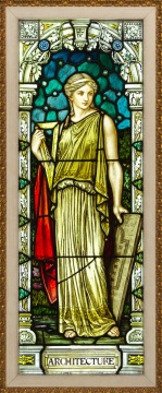 F.X. Zettler, Munich, Painted and Leaded Glass Window, 'Architecture'