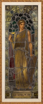 F.X. Zettler, Munich, Painted and Leaded Glass Window, 'Architecture'