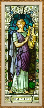 F.X. Zettler, Munich, Painted and Leaded Glass Window, 'Music'