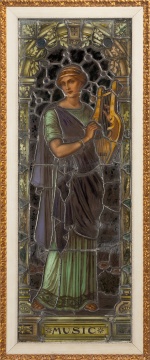 F.X. Zettler, Munich, Painted and Leaded Glass Window, 'Music'