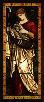 English Aesthetic Movement Stained Glass Window, Female Musician