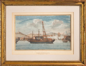 Ange-Joseph Antoine Roux (French, 1765-1835) A Merchant Brig at Anchor off Marseille