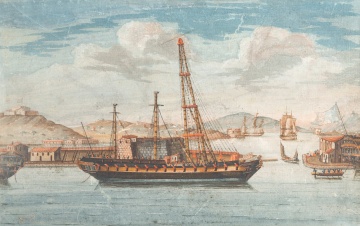 Ange-Joseph Antoine Roux (French, 1765-1835) A Merchant Brig at Anchor off Marseille