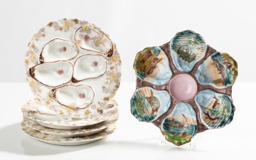 Six Haviland Limoges Porcelain Oyster Plates