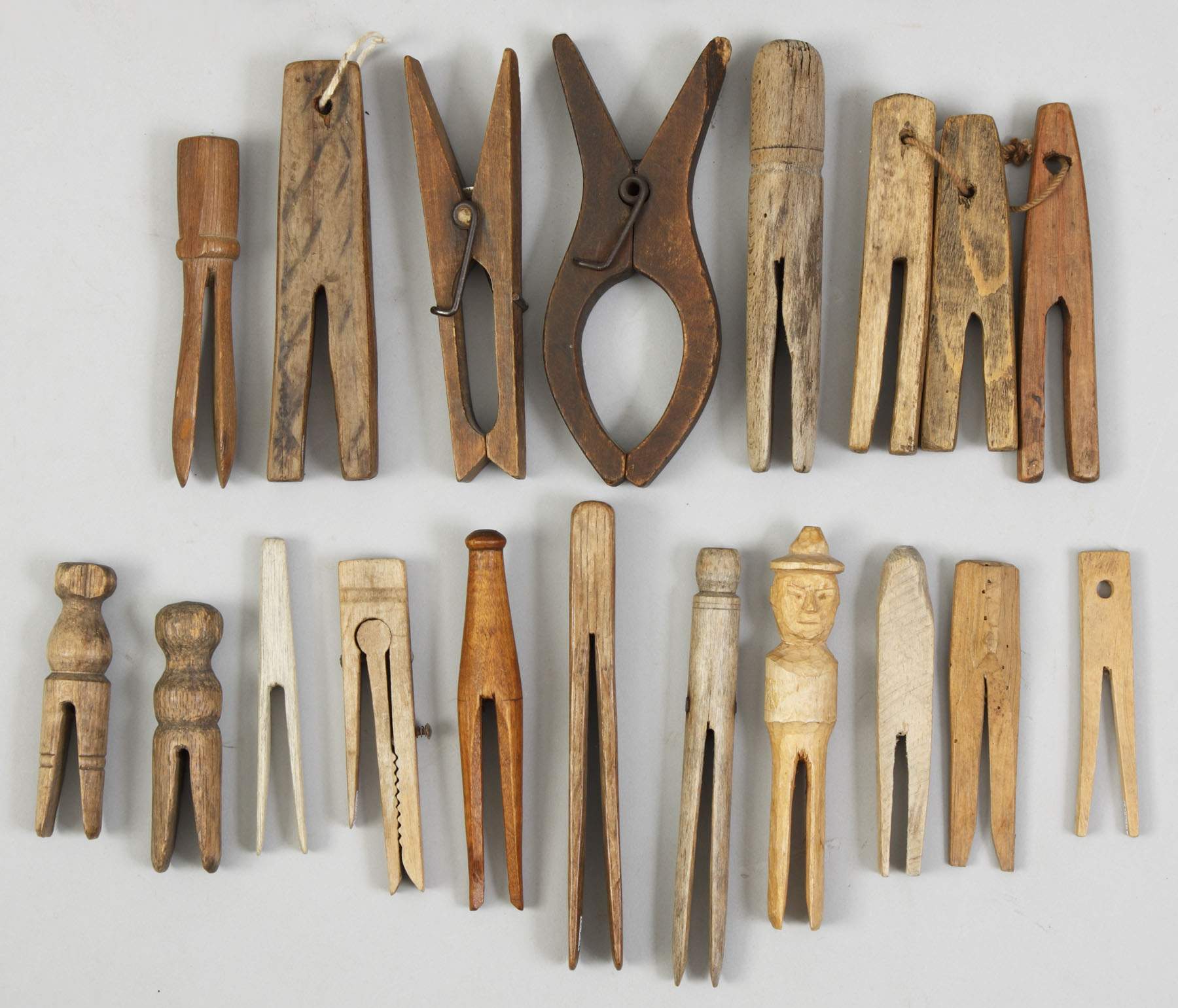 Lg. Group of 30 Primitive Clothespins