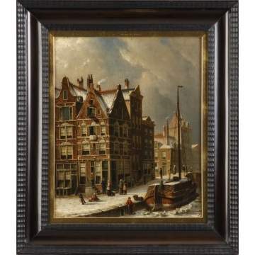 Oene Romkes de Jongh (Dutch, 1812-1896) "A Street in Flessing between Holland & Belgium"