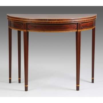 Fine NY Inlaid Mahogany 5 Leg Card Table