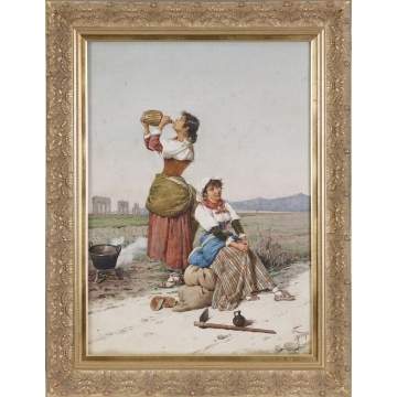 Filippo Indoni (Italian, 1800-1884) Two peasant girls