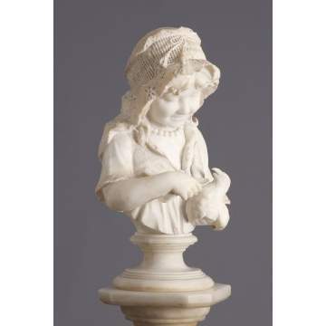 Pietro Bazzanti (Italian, 1825-1895), Alabaster Bust on Pedestal