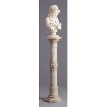 Pietro Bazzanti (Italian, 1825-1895), Alabaster Bust on Pedestal