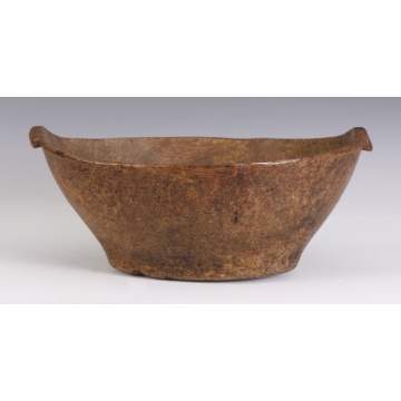Late 18th/Early 19th Century Oval Burl Bowl w/Carved Handles