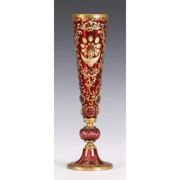 Cranberry Moser Vase 	