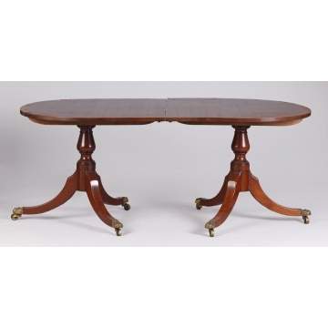 George III  3 Pedestal Mahogany Table with Inlay