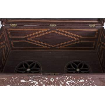 Carved Teak & Ivory Inlaid Chest