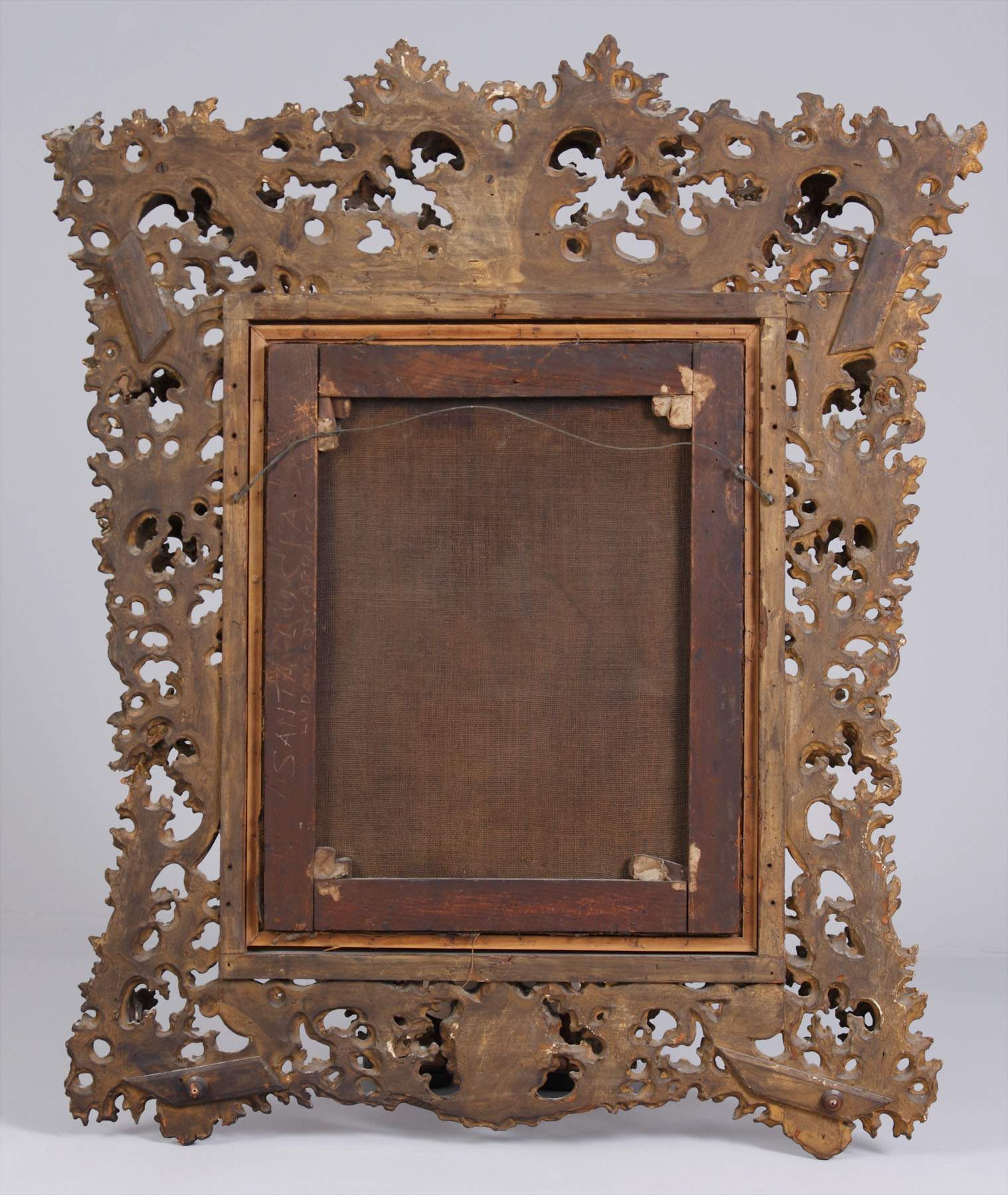 Early Italian Carved & Gilt Wood Frame with old master's style painting