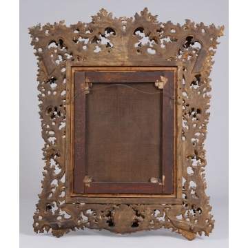 Early Italian Carved & Gilt Wood Frame with old master's style painting