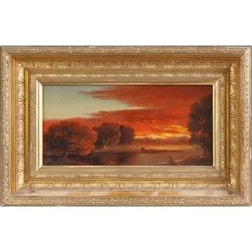 19th Cent. Hudson River School Sunset scene