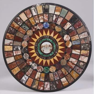 19th Cent. Rosewood & Walnut Specimen Marble & Micro Mosaic Table