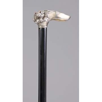 Sterling Silver & Ivory Dog Head Cane