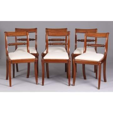 Set of 6 Early 19th Cent. Classical Inlaid Mahogany Dining Chairs