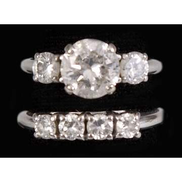 3 Stone Engagement Ring & 4 Stone Wedding Band