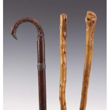 Umbrella Cane & 2 Walking Sticks