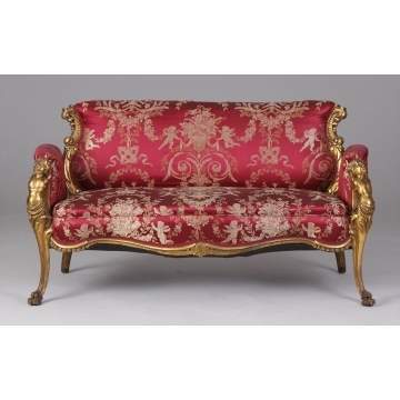 Louis XV Style Gold Leaf Chair & Settee