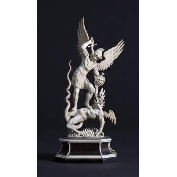 Carved Ivory Figure of St. George & Dragon