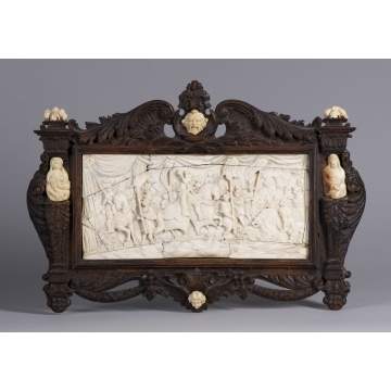 Ivory Plaque "The Crusade" in Carved Frame