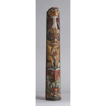 North West Coast Carved & Polychrome Model Totem Pole